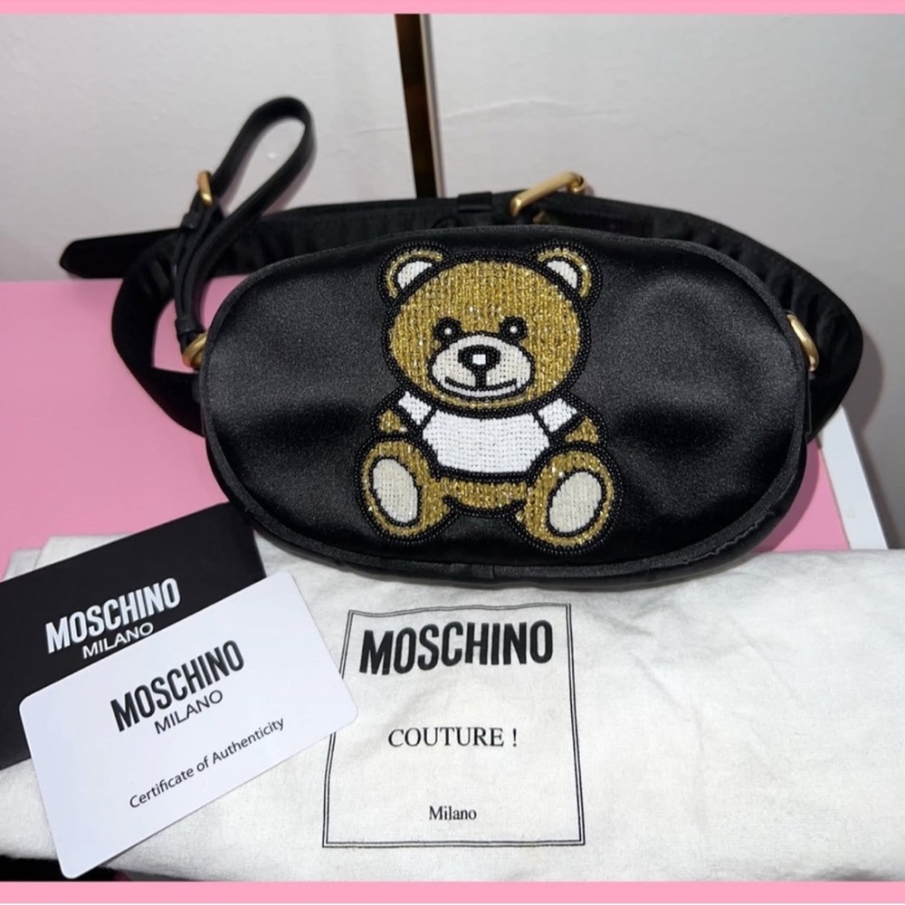 Moschino Couture Black and Gold Teddy Bear 3 Way Bag